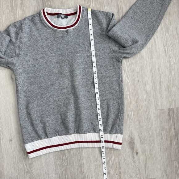 Mountain Ridge Men's Small Crewneck Sweatshirt Heather Grey Varsity Stripe Trim - Picture 6 of 11